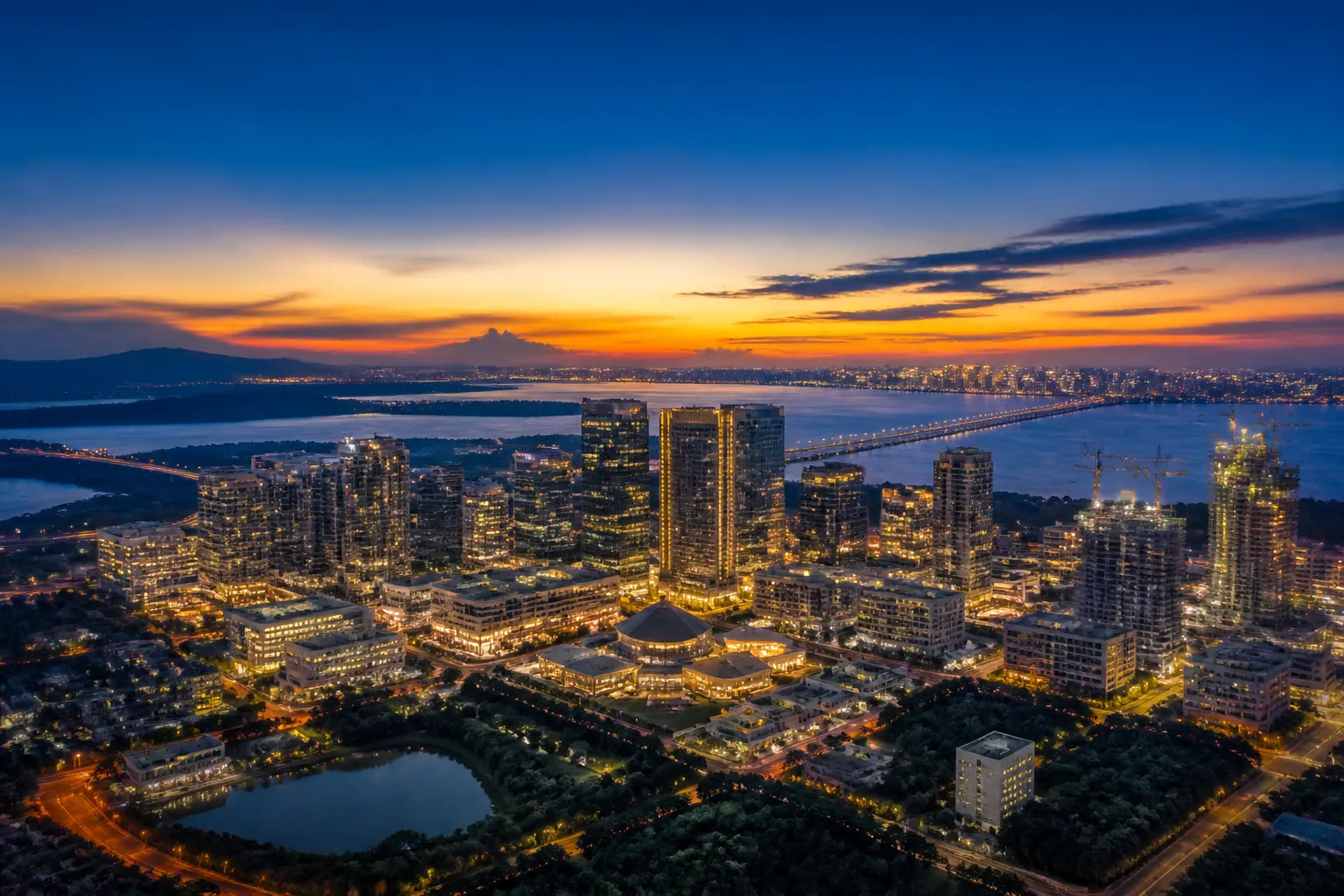 Navi Mumbai skyline at twilight
